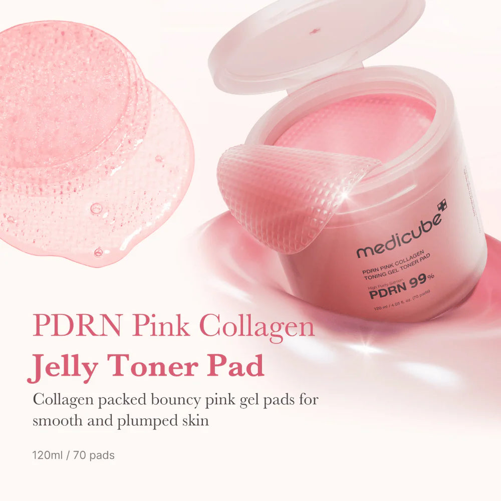 MEDICUBE PDRN PINK COLLAGEEN TONING GEL TONER PAD ( 70 pads )