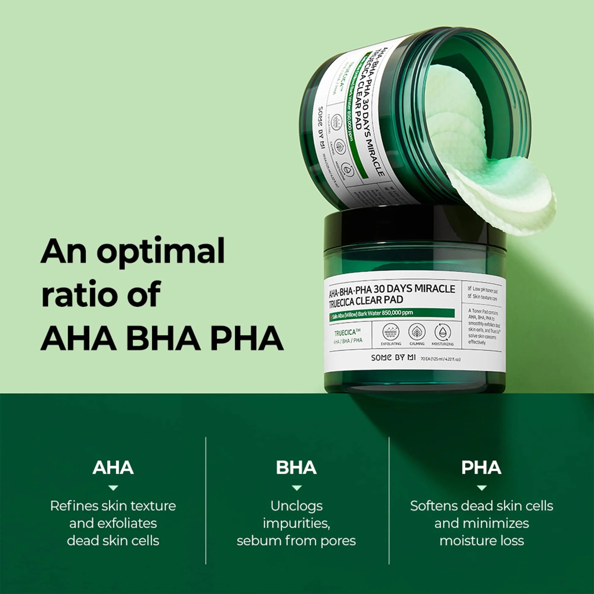 SOME BY MI AHA BHA PHA 30 DAYS MIRACLE TRIECICA CLEAR PADS ( 70 pads )